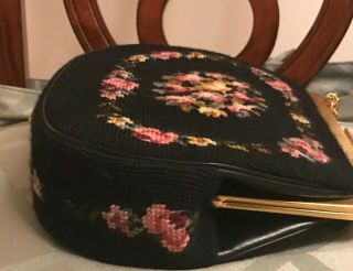 Vintage Dana David Inc Hand Stitched Needlepoint Floral Tapestry Purse 1940 ' s 7