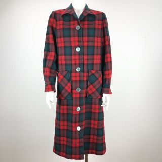 Vtg 90s Pendleton Womens Plaid Quilted 100 Wool Button Dress - Size L/xl