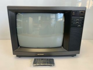 Vintage 1990 Sharp Linytron 13 " Tv Color Television Model 13rm59 Tv Set W/remote