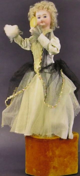Antique 21 " French Limoges Doll Automaton W/mirror Powdering Nose