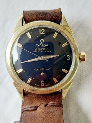 Vintage Watch Omega Constellation 501 Running Well Case Gold Cap.  Pie Pan Dial.