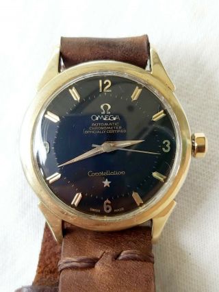 Vintage watch Omega Constellation 501 running well case gold cap.  Pie pan dial. 2