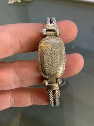David Yurman Sterling Silver Bracelet With Diamonds Cluster Rare Jewelry 2 C.