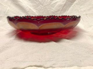 Fenton Little Flowers ANTIQUE CARNIVAL ART GLASS Footed BOWL Red 9 1/4 
