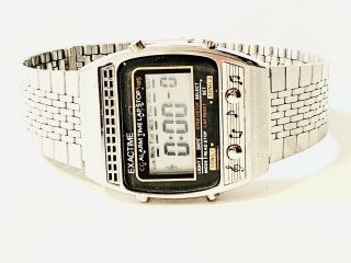 Vintage Exactime Melody Lcd Alarm Chronograph Digital Wrist Watch Nos (20040m)