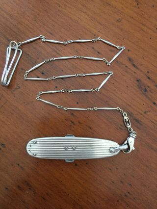 Pocket Knife From Lorenzi Milano Sterling Silver With White Gold Chain.  Vintage