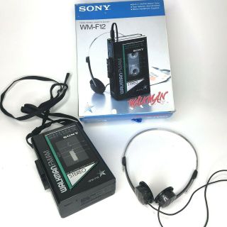 Vintage Sony Walkman Wm - F12 Am/fm Stereo Cassette With Box Demo Link