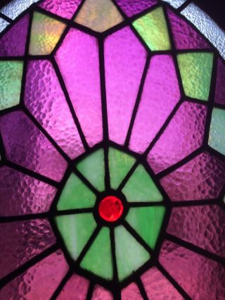 RARE Antique Oval Stained Glass Window Victorian Home Architectural 32” x 22” 5