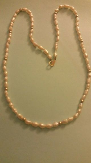 Vintage 14k Gold Fresh Water Pearl Necklace 2