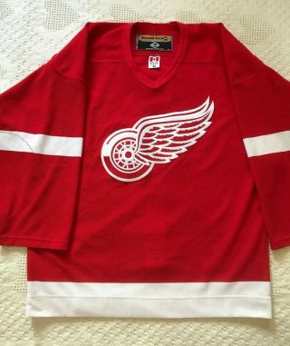 Vintage Detroit Red Wings Hockey Jersey Size 48 Koho Fight Strap