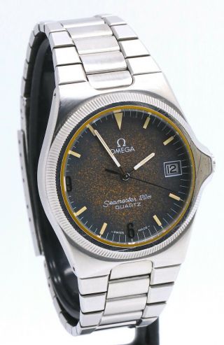 Ω Ω OMEGA Seamaster 120m Quartz 1337 Vintage Tropical Dial 1980 ' s Wristwatch Ω Ω 5