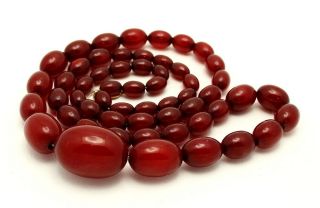 Vintage Cherry Amber Bakelite Faturan Bead Necklace 59.  1 Grams