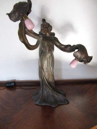 Vintage Antique Figurative Art Nouveau Lamp Light
