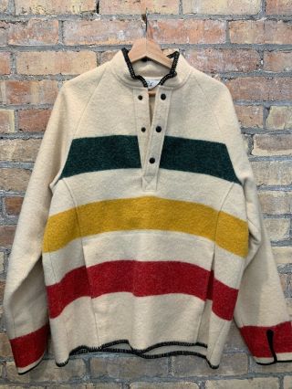 Vtg Woolrich Hudson Bay Blanket Style Striped Pullover Striped Jacket Wool M