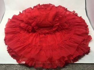 Vintage Lady Lovely Girls Dress Frilly Lace Red Full Skirt Rare 2t - 3t Pageant