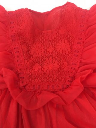 Vintage Lady Lovely Girls Dress Frilly Lace Red Full Skirt RARE 2T - 3T Pageant 3