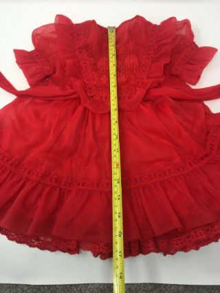 Vintage Lady Lovely Girls Dress Frilly Lace Red Full Skirt RARE 2T - 3T Pageant 4