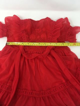 Vintage Lady Lovely Girls Dress Frilly Lace Red Full Skirt RARE 2T - 3T Pageant 5