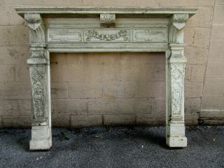 Antique Carved Oak Fireplace Mantel 48 " Opening Architectural Salvage