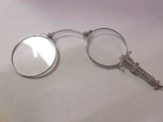 Antique Platinum & Rose Cut Diamond Lorgnette Eye Glasses