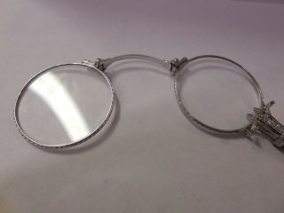 Antique Platinum & Rose Cut Diamond Lorgnette eye glasses 2
