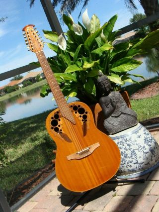 Vintage Ovation Acoustic Electric 12 String Guitar Case Elite1538 Adamas Usa