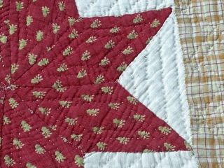 44 Early Americana Stars c 1840s Turkey RED Antique Quilt Framed 8