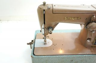 VINTAGE SINGER MODEL 306K HEAVY DUTY SEWING MACHINE WITH FOOT PEDAL RUNS 5