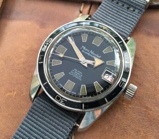 Vintage Marc Nicolet 1960s Divers Wristwatch.  Blancpain Mc4 Bathyscaphe Style