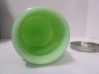 Vintage Jadite Jadeite Glass Tea Jar Canister 2115 - 6 Ribbed with Lid 8