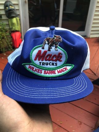 Vintage Mack Truck Snapback Denim K Products Trucker Hat Cap Usa Wilkes Barre Pa
