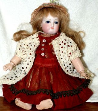 Estate Antique 10 " Closed Mouth French Bisque Doll C.  1880 - Rare