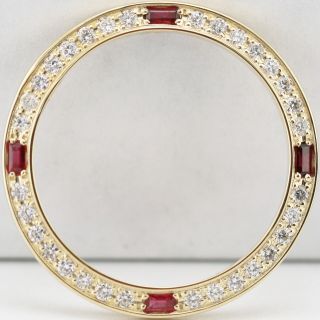 Rolex Custom 18k Yellow Gold Bezel W/ Diamond Ruby For Ladies 26mm Datejust