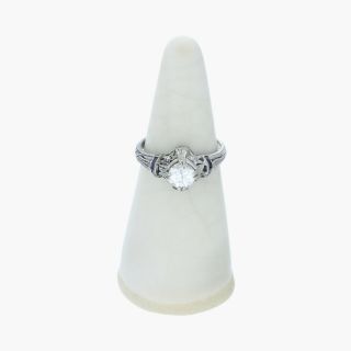 Art Deco / Platinum Vtg 0.  5 Carat Old Mine Cut Diamond Engagement Ring 5 (2.  8g)