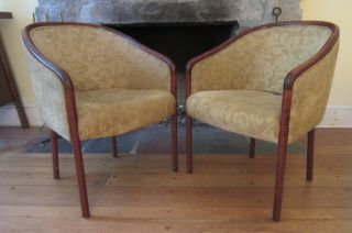 Vintage Ward Bennett For Brickel Walnut Lounge Arm Chairs