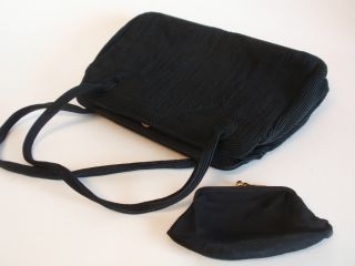 Vintage Ladies Black Lefaye Corde Purse Handbag W/coin Wallet Classic