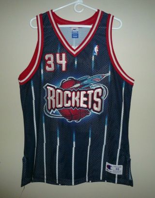 Rockets 34 Olajuwon Vintage Authentic Basketball Jersey Sz 48 Xl Champion Sewn