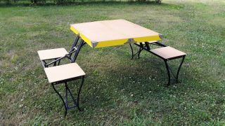 Milwaukee Stamping Handy Folding Picnic Table Chair Set Vintage Camping Vintage
