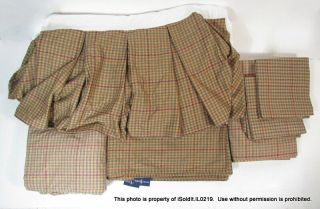 7 - Pc Vtg 1980s Ralph Lauren Brianna Tattersal Houndstooth Full Sheets,  Bedskirt