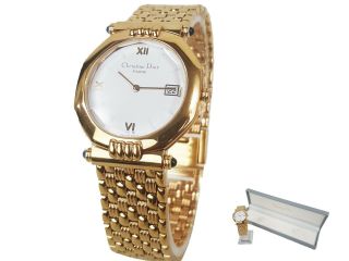 100 Auth Christian Dior D63.  151 Vintage Watch Gold Plated White Men`s Unisex
