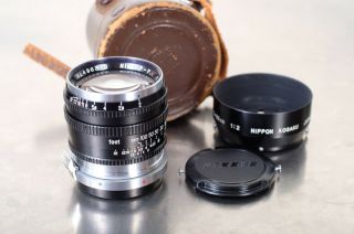 Nippon Kogaku Nikkor P Nikon Rangefinder 85mm F/2 Black “ep” Rare Caps Hood Case