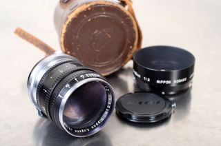 Nippon Kogaku Nikkor P Nikon Rangefinder 85mm f/2 Black “EP” RARE caps hood case 4