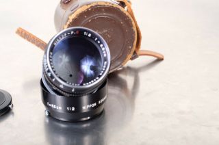 Nippon Kogaku Nikkor P Nikon Rangefinder 85mm f/2 Black “EP” RARE caps hood case 7