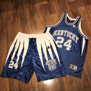 Vtg 1994 Starter Kentucky Wildcats Antoine Walker Basketball Jersey Shorts Uk