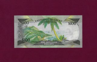 East Caribbean States 100 DOLLARS 1988 - 1993 P - 25 UNC ST.  LUCIA RARE 2