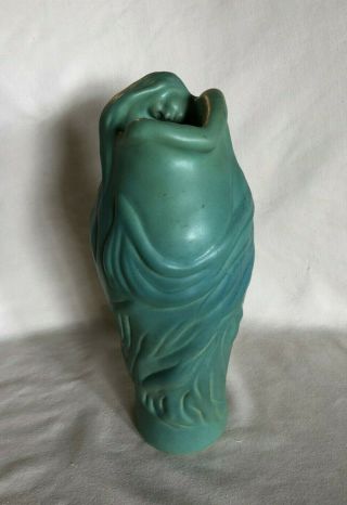 Vintage Art Nouveau Signed Van Briggle Pottery Lorelei Vase Blue Green Female