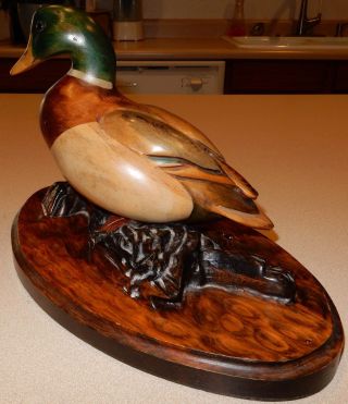 Tom Taber John Fairfield Vintage Mallard Duck Wood Carved Duck Decoy READ 2