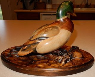 Tom Taber John Fairfield Vintage Mallard Duck Wood Carved Duck Decoy READ 5