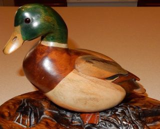 Tom Taber John Fairfield Vintage Mallard Duck Wood Carved Duck Decoy READ 8