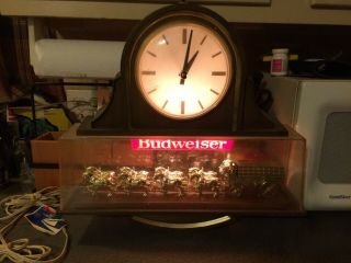 Vintage Anheuser Busch Budweiser Hanging Clock And Light